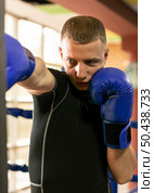 male boxer with gloves training. Стоковое фото, агентство Ingram Publishing / Фотобанк Лори