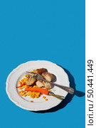 leftover food plate copy space high view. Стоковое фото, агентство Ingram Publishing / Фотобанк Лори