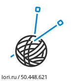 Yarn Ball With Knitting Needles Icon. Editable Bold Outline With Color Fill Design. Vector Illustration. Стоковая иллюстрация, агентство Ingram Publishing / Фотобанк Лори