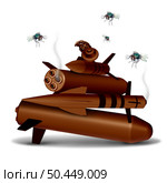 War stinks concept as missiles and bombs with cruise missile explosives and a grenade with a land mine shaped as poo or crap as a clump of smelly poop with flies with 3D illustration elements. Стоковое фото, агентство Ingram Publishing / Фотобанк Лори