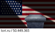 US elections vote and United States votes or American voters voting in the USA for midterms and president or senator and cogressman or cogresswoman with 3D illustration elements. Стоковое фото, агентство Ingram Publishing / Фотобанк Лори