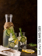 Water flavored with lemon, cucumber and rosemary leaves. Стоковое фото, агентство Ingram Publishing / Фотобанк Лори