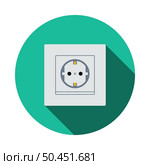 Europe Electrical Socket Icon. Flat Circle Stencil Design With Long Shadow. Vector Illustration. Стоковая иллюстрация, агентство Ingram Publishing / Фотобанк Лори