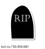 Halloween Holiday Element.  Cemetery Grave Stone Sticker With Shadow Over White Background for Creating Halloween Designs.  Vector illustration. Стоковая иллюстрация, агентство Ingram Publishing / Фотобанк Лори