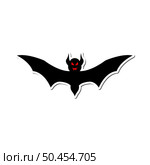 Halloween Holiday Sticker With Shadow Element. Flying Bat Over White Background for Creating Halloween Designs. Vector illustration. Стоковая иллюстрация, агентство Ingram Publishing / Фотобанк Лори
