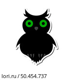 Halloween black owl sticker with shadow. Vector illustration. Стоковая иллюстрация, агентство Ingram Publishing / Фотобанк Лори