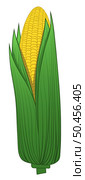 Corn cartoon isolated vector illustration on white background. Corn cereal. Realistic cartoon corn illustration with glow. Стоковая иллюстрация, агентство Ingram Publishing / Фотобанк Лори