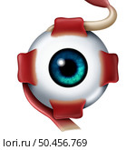 Eye Anatomy concept as a front view with an eyeball with  superior rectus including lateral medial and inferior oblique ocular muscles representing vision and optometry or Ophthalmology science or on white with 3D illustration elements. Стоковое фото, агентство Ingram Publishing / Фотобанк Лори