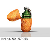 Food As A Weapon and agricultural War or weaponizing agriculture as the impact of political conflict on farming production due to military fighting and bombing of crops and farmland  blocked from export or import with 3D illustration elements. . Стоковое фото, агентство Ingram Publishing / Фотобанк Лори