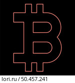 Neon bitcoin red color vector illustration image flat style light. Neon bitcoin red color vector illustration image flat style. Стоковая иллюстрация, агентство Ingram Publishing / Фотобанк Лори