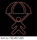 Neon parachute jumper red color vector illustration image flat style light. Neon parachute jumper red color vector illustration image flat style. Стоковая иллюстрация, агентство Ingram Publishing / Фотобанк Лори