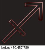 Neon sagittarius symbol zodiac red color vector illustration image flat style light. Neon sagittarius symbol zodiac red color vector illustration image flat style. Стоковая иллюстрация, агентство Ingram Publishing / Фотобанк Лори
