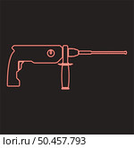 Neon rotary hammer demolition red color vector illustration image flat style light. Neon rotary hammer demolition red color vector illustration image flat style. Стоковая иллюстрация, агентство Ingram Publishing / Фотобанк Лори