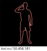 Neon man pointing at the temple with a finger silhouette front view need thinking concept icon black color vector illustration flat style simple imagein circle round red color vector illustration image flat style light. Neon man pointing at the temple with a finger silhouette front view need thinking concept icon black color illustration in circle round red color vector illustration image flat style. Стоковая иллюстрация, агентство Ingram Publishing / Фотобанк Лори