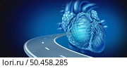 Heart disease awareness and cardiovascular illness research and stroke prevention as a medical health symbol for high blood pressure hypertension and Arrhythmia with 3D illustration elements. Стоковое фото, агентство Ingram Publishing / Фотобанк Лори