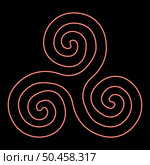 Neon triskelion or triskele symbol sign red color vector illustration image flat style light. Neon triskelion or triskele symbol sign red color vector illustration image flat style. Стоковая иллюстрация, агентство Ingram Publishing / Фотобанк Лори