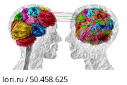 Psycho Therapy or psychotherapy and therapeutic counseling Concept as a neurology or psychology symbol fordual personality and mental disorder as bipolar or mood swings and brain confusion with tangled and untangled mind. Стоковое фото, агентство Ingram Publishing / Фотобанк Лори