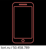 Neon smartphone red color vector illustration image flat style light. Neon smartphone red color vector illustration image flat style. Стоковая иллюстрация, агентство Ingram Publishing / Фотобанк Лори