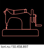 Neon stitching machine Sewing machine Tailor equipment vintage red color vector illustration image flat style light. Neon stitching machine Sewing machine Tailor equipment vintage red color vector illustration image flat style. Стоковая иллюстрация, агентство Ingram Publishing / Фотобанк Лори