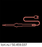 Neon electric soldering iron for radio repair work red color vector illustration image flat style light. Neon electric soldering iron for radio repair work red color vector illustration image flat style. Стоковая иллюстрация, агентство Ingram Publishing / Фотобанк Лори