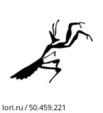 Silhouette of mantis. Mantis close-up detailed. Vector mantis icon on white background. Стоковая иллюстрация, агентство Ingram Publishing / Фотобанк Лори