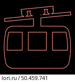Neon funicular air way cable car Ski lift Mountain resort Aerial transportation tourism Ropeway Travel cabin red color vector illustration image flat style light. Neon funicular air way cable car Ski lift Mountain resort Aerial transportation tourism Ropeway Travel cabin red color vector illustration image flat style. Стоковая иллюстрация, агентство Ingram Publishing / Фотобанк Лори