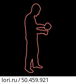 Neon man with saucepan in his hands preparing food Male cooking use sauciers water poured in mug red color vector illustration image flat style light. Neon man with saucepan in his hands preparing food Male cooking use sauciers water poured in mug red color vector illustration image flat style. Стоковая иллюстрация, агентство Ingram Publishing / Фотобанк Лори