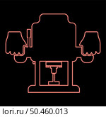 Neon fixed base router Electric wood plunge milling cutter power tool in hand holding power tool use Arm using instrument red color vector illustration image flat style light. Neon fixed base router Electric wood plunge milling cutter power tool in hand holding power tool use Arm using instrument red color vector illustration image flat style. Стоковая иллюстрация, агентство Ingram Publishing / Фотобанк Лори