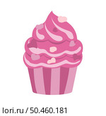 Valentine’s day muffin with hearts. Festive design element for the valentine holidays, events, discounts, and sales. Vector illustration. Стоковая иллюстрация, агентство Ingram Publishing / Фотобанк Лори