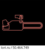 Neon chainsaw in hand lumberjack woodcutter red color vector illustration image flat style light. Neon chainsaw in hand lumberjack woodcutter red color vector illustration image flat style. Стоковая иллюстрация, агентство Ingram Publishing / Фотобанк Лори