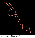 Neon crowbar tool in hand remove nail holder pulls red color vector illustration image flat style light. Neon crowbar tool in hand remove nail holder pulls red color vector illustration image flat style. Стоковая иллюстрация, агентство Ingram Publishing / Фотобанк Лори