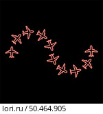 Neon route from airplanes flight tourism path plane flights adventure time concept itinerary fly red color vector illustration image flat style light. Neon route from airplanes flight tourism path plane flights adventure time concept itinerary fly red color vector illustration image flat style. Стоковая иллюстрация, агентство Ingram Publishing / Фотобанк Лори