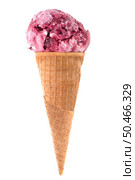 Ice cream cone with scoop of red fruits isolated on white background. Стоковое фото, агентство Ingram Publishing / Фотобанк Лори