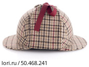 British Deerhunter or Sherlock Holmes cap on white background. Стоковое фото, агентство Ingram Publishing / Фотобанк Лори
