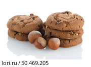Stack of chocolate cookies isolated on white background. Стоковое фото, агентство Ingram Publishing / Фотобанк Лори