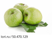 Two fresh green apples on white background. Стоковое фото, агентство Ingram Publishing / Фотобанк Лори