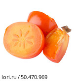Ripe persimmons on white background. Стоковое фото, агентство Ingram Publishing / Фотобанк Лори