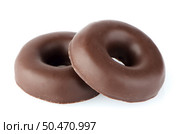 Chocolate donut cookies  on white background. Стоковое фото, агентство Ingram Publishing / Фотобанк Лори