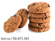 Stack of chocolate cookies isolated on white background. Стоковое фото, агентство Ingram Publishing / Фотобанк Лори