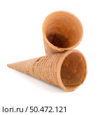 Wafer cones on white background. Стоковое фото, агентство Ingram Publishing / Фотобанк Лори