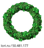 Saint Patricks Day Festive Wreath as a March celebration of Irish origin as a decorative green Holiday graphic element to celebrate St Patrick with 3D illustration elements. . Стоковое фото, агентство Ingram Publishing / Фотобанк Лори