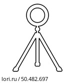 Ring lighting studio lamp light LED selfie lamp with tripod for mobile phone use blogger contour outline line icon black color vector illustration image thin flat style simple. Ring lighting studio lamp light LED selfie lamp with tripod for mobile phone use blogger contour outline line icon black color vector illustration image thin flat style. Стоковая иллюстрация, агентство Ingram Publishing / Фотобанк Лори