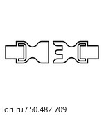 Buckle fastener clasp furniture for clothes system of fast snap join for backpack bag opened contour outline line icon black color vector illustration image thin flat style simple. Buckle fastener clasp furniture for clothes system of fast snap join for backpack bag opened contour outline line icon black color vector illustration image thin flat style. Стоковая иллюстрация, агентство Ingram Publishing / Фотобанк Лори