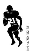 American football player silhouette. Running isolated athlete. Running rugby man, team sport. Very detailed and smooth lines. Vector illustration. Стоковая иллюстрация, агентство Ingram Publishing / Фотобанк Лори