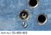Concept Of Gun Violence and School shooting concept as a violent tragedy and horrific gunfire with bullet holes for a tragic event in a 3D illustration style. Стоковое фото, агентство Ingram Publishing / Фотобанк Лори