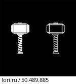 Thor’s hammer Thor Mjolnir viking scandinavian mythology superhero norse weapon set icon white color vector illustration image simple solid fill outline contour line thin flat style. Thor’s hammer Thor Mjolnir viking scandinavian mythology superhero norse weapon set icon white color vector illustration image solid fill outline contour line thin flat style. Стоковая иллюстрация, агентство Ingram Publishing / Фотобанк Лори