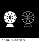Wheel of Fortune lucky roulette spinning game chance concept set icon white color vector illustration image simple solid fill outline contour line thin flat style. Wheel of Fortune lucky roulette spinning game chance concept set icon white color vector illustration image solid fill outline contour line thin flat style. Стоковая иллюстрация, агентство Ingram Publishing / Фотобанк Лори
