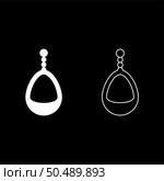 Ear-ring jewelry pendant earrings luxury bijou precious stone bijouterie adornment embellishment set icon white color vector illustration image simple solid fill outline contour line thin flat style. Ear-ring jewelry pendant earrings luxury bijou precious stone bijouterie adornment embellishment set icon white color vector illustration image solid fill outline contour line thin flat style. Стоковая иллюстрация, агентство Ingram Publishing / Фотобанк Лори