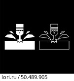 CNC milling machine material metalworking cutter plunger metalwork industry lathe plunge power tool technology tooling carving shavings set icon white color vector illustration image simple solid fill outline contour line thin flat style. CNC milling machine material metalworking cutter plunger metalwork industry lathe plunge power tool technology tooling carving shavings set icon white color vector illustration image solid fill outline contour line thin flat style. Стоковая иллюстрация, агентство Ingram Publishing / Фотобанк Лори