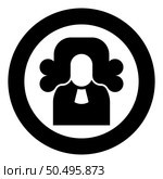 Judge lawyer jury avatar icon in circle round black color vector illustration image solid outline style simple. Judge lawyer jury avatar icon in circle round black color vector illustration image solid outline style. Стоковая иллюстрация, агентство Ingram Publishing / Фотобанк Лори